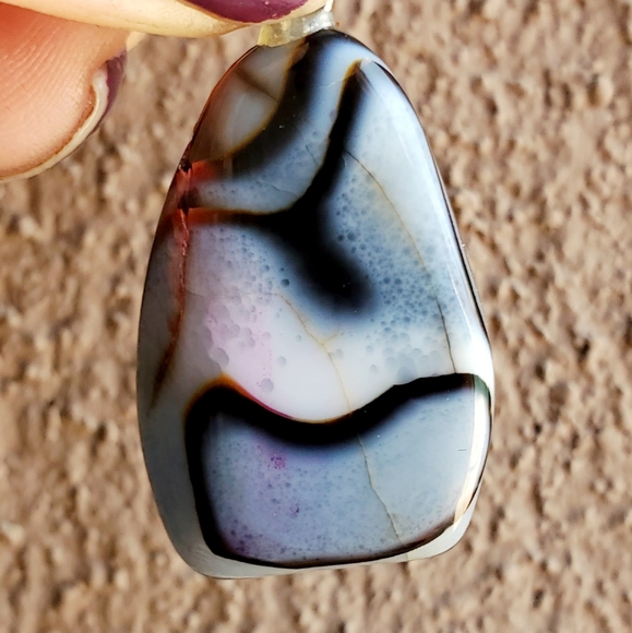 New Natural Yellow Black Fire Agate Pendant. - Picture 2 of 16